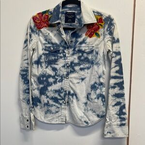 Upcycled Boho luxxe (Abercrombie bit original) one of a kind denim shirt
